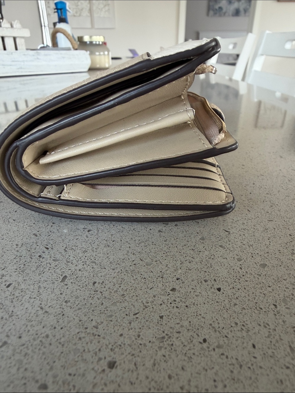 kate spade Two-Tone Cream and Beige Pebbled Leather Wallet - Picture 5 of 5